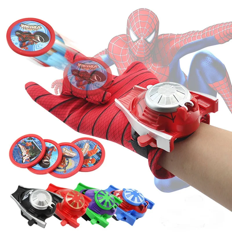 

5 styles PVC 24cm Batman Glove Action toy Spiderman figure toy with Launcher The Avengers action toys(free to Russia)