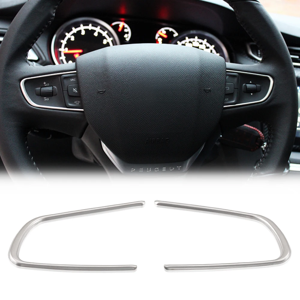 Обшивка рулевого колеса 2 шт. подходит для PEUGEOT 508 2011 2016/408 2014 2015/хромированная