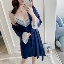 Сексуальный женский ночной халат, топ на бретелях, Пижамный костюм, летний комплект одежды для сна, повседневная домашняя ночная рубашка, халат для сна, банное платье