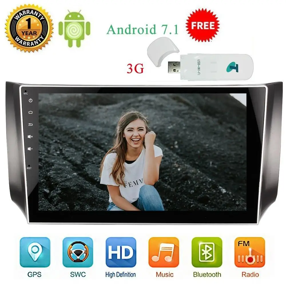 

3G Dongle as gift Android 7.1 Car DVD Player 2 Din Car Stereo GPS navi Auto Radio Support Bluetooth WiFi OBD2 USB/SD For Nissan