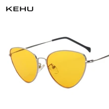 Kehu новинки для женщин Ретро кошачий глаз покрытие зеркала очки в стиле стимпанк прозрачные линзы K9102