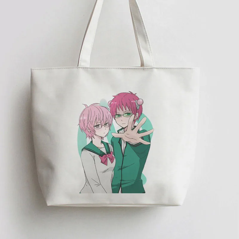 Saiki Kusuo no sai nan Холщовая Сумка для покупок с японским аниме Мультяшные сумки тоуты