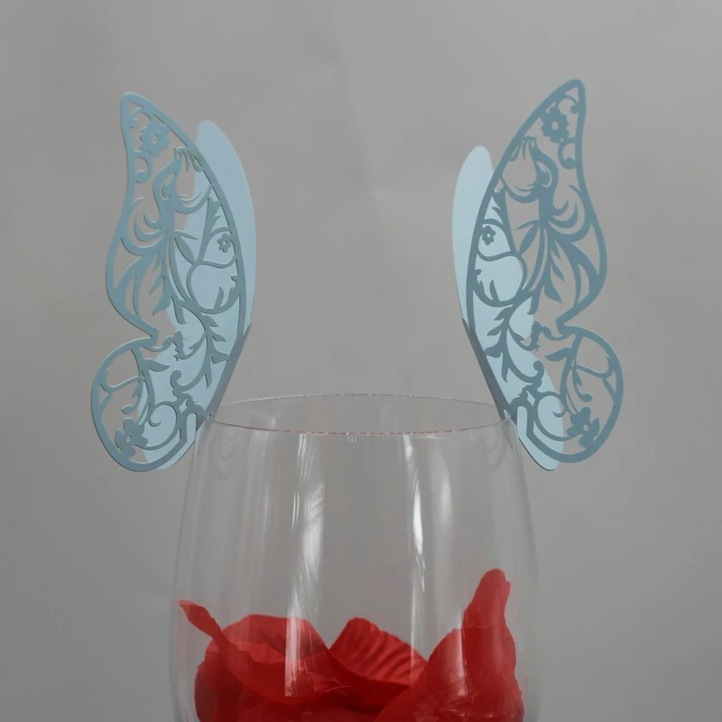 50PCS Hollow Butterfly Vine Cup Decor Table Name Place Cards Wedding Party Decoration Home Ornament