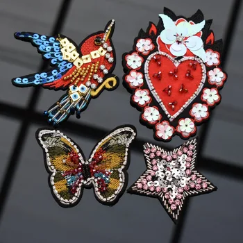 

Handmade bead Sequins Beaded Bird Patch for Clothing Beading Applique Clothes Shoes Bags Decoration Patch DIY Apparel