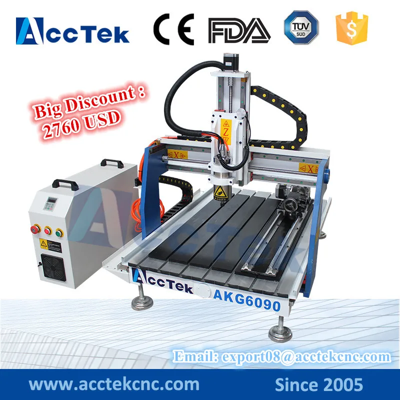 

acctek 4 axis cnc router engraving machinery 6090 mini pcb cnc drill router machine for sale