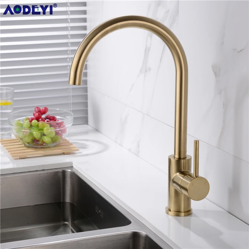  AODEYI Kitchen Faucet Black Brass 360 Degree Hot And Cold Kitchen Water Tap Mixer Dual Sink Rotatio - 32816524059