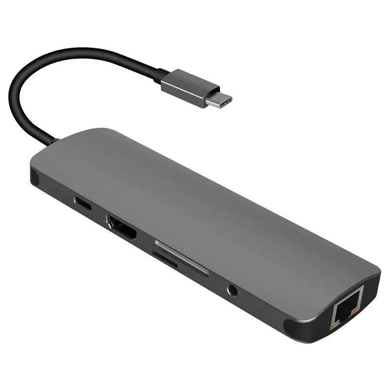  Type C Hub 9In1 Usb-C 3.1 To 4K Hdmi Pd Vga Usb3.0 Sd Tf Rj45 3.5Mm Audio Jack