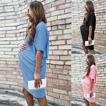 

vetement femme 2019 Women Fashion Summer Maternity Pregnant clothes dress Plus Size Casual Short Sleeve Loose Maternity Dress