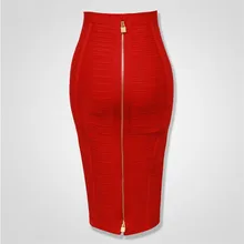 Bandage Skirt Elastic Orange Zipper Bodycon Black Sexy Blue Plus-Size Women Summer Pencil