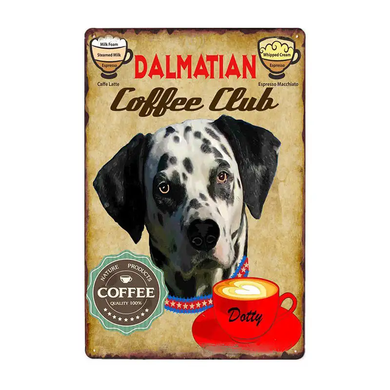 Собаки кофейная табличка металлическая винтажная жестяная вывеска кофе кафе бар настенный плакат паб художественная живопись 20*30 см
