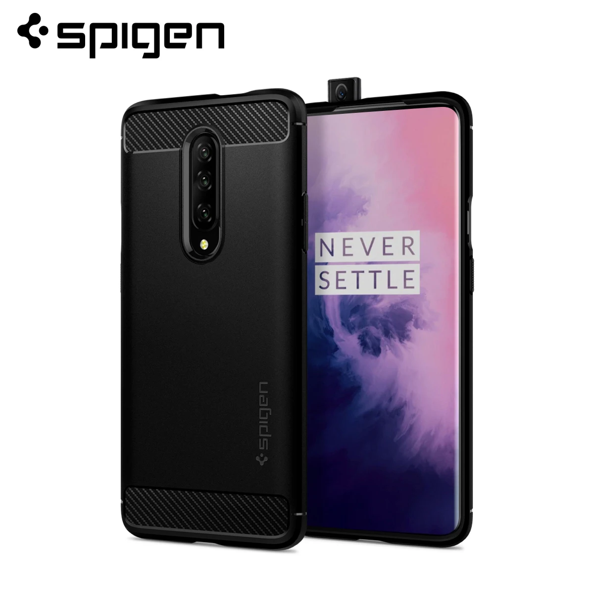 Najtaniej SPIGEN OnePlus 7 7 Pro 7 T 7 T Pro Case wytrzymałe opancerzenie matowy czarny elastyczny miękki TPU antypoślizgowa odporność na upadek