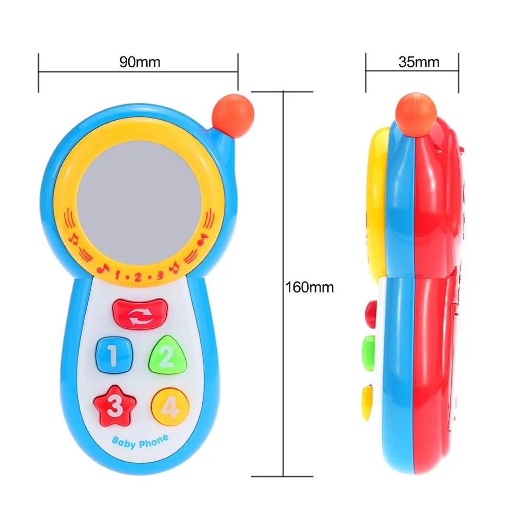 EBOYU(TM) детский музыкальный телефон игрушка язык мобильный телефон с цветной кнопкой и зеркалом CY1013-3A