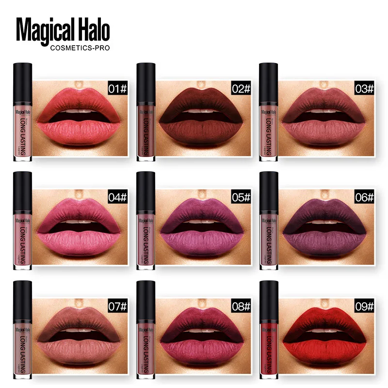 3 шт./лот бренд Magical Halo увлажняющая Матовая жидкая помада 38 цветов водонепроницаемый стойкий бархатный блеск для губ MH004