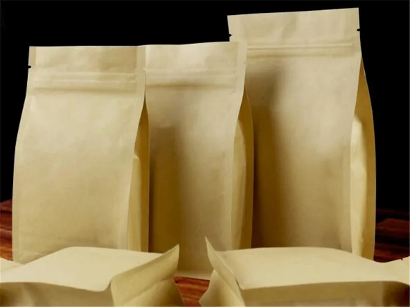 14x24 см стоьте вверх крафт-бумага алюминиевая фольга застежка-молния сумка коричневая сумка для хранения упаковки майларовая термопечать пищевая гайка на молнии упаковочная сумка