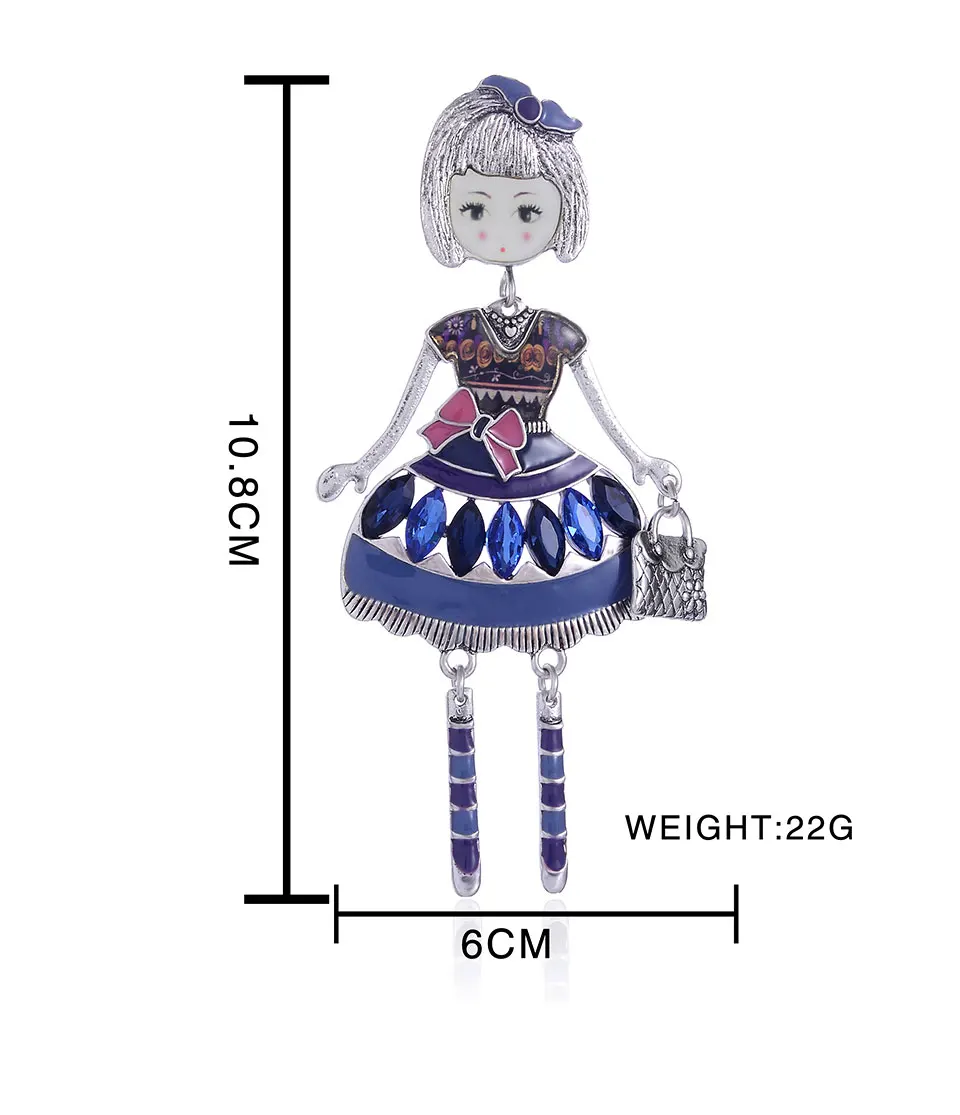 Новинка, броши "Кукла", креативная индивидуальность, одежда для девушек, красивое платье, сумка, ювелирное изделие, стразы, украшение, женский шарм, сплав, булавки