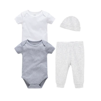 

2019 4PCS/lot Baby Boy Clothing Sets Summer/Spring Newborn Infant Baby Rompers and Cotton Baby Pants Baby Jumpsuits with Hats