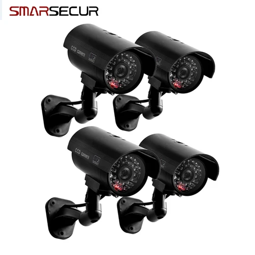 Бесплатный подарок стикер сигнализации Манекен CCTV камера с мигающий светодиодный для наружного или внутреннего Реалистичного вида Fack камера для безопасности - Цвет: 02CCTV X 4