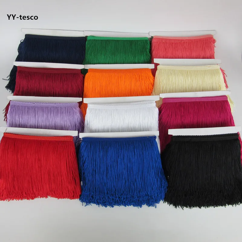 

YY-tesco 5 Yard 15CM Long Lace Fringe Trim Tassel Fringe Trimming For Diy Latin Dress Stage Clothes Accessories Lace Ribbon