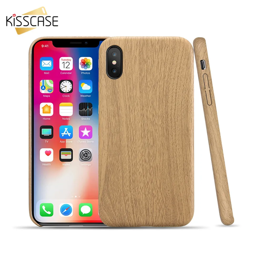 чехол на айфон 10 xs max Kisscase оригинальные деревянные кожи PU кожаный для iPhone 6 6S 7 8 Plus