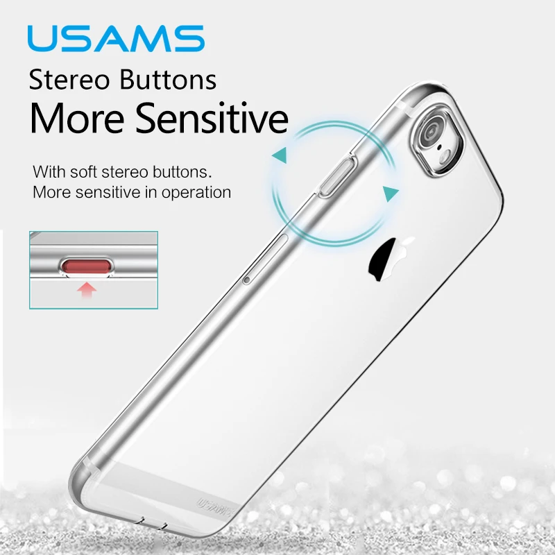 USAMS Luxury ТПУ Case Для iPhone 7 Plus 0.8 мм Ультра Тонкий Cover for Крышка с Dust Разъем Дизайн 4.7