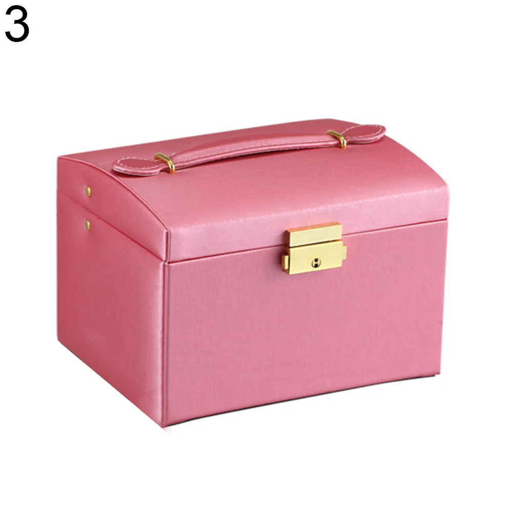 Faux Leather Jewelry Box Necklace Earring Bracelet Storage Case Cabinet Large Jewelry Packaging Boxes with 2 drawers 3 layers