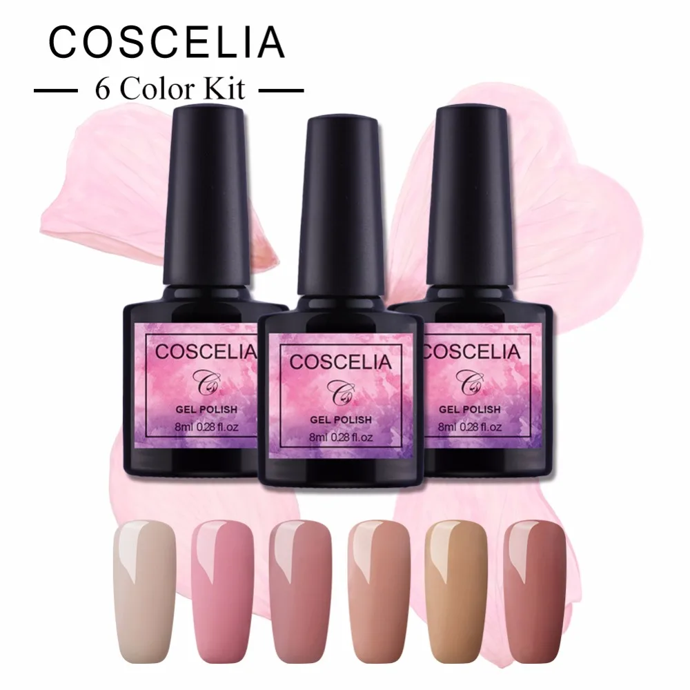 

COSCELIA New Series Soak Off Nail Polish Lacquer 40 Color For Choose 6 Pcs UV Gel Nail Polish Set Manicure Tool Set For Nail Art