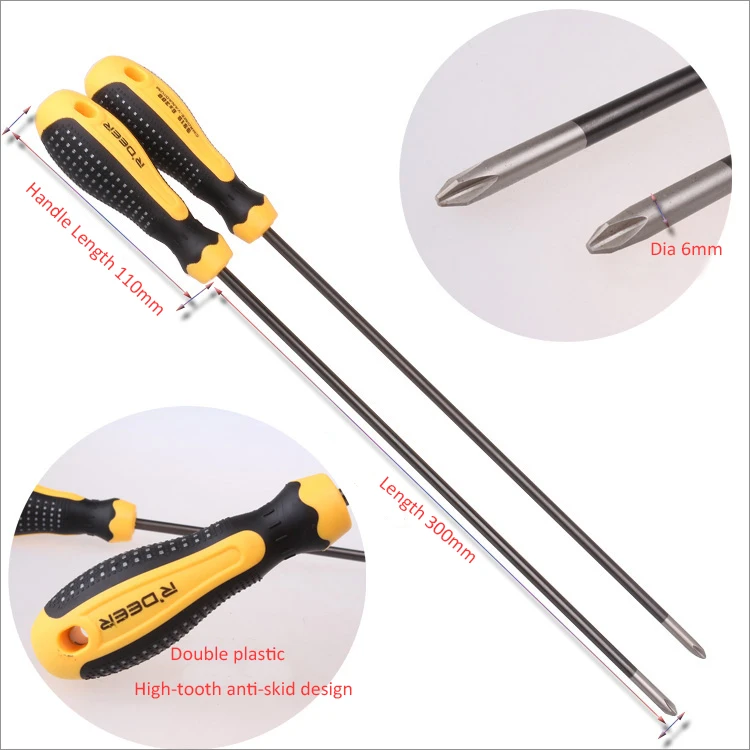1pc Rubber Anti skid Handle Screwdriver Long Screwdriver Slotted and