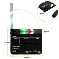 Красочные photogrpahy Prop акриловые вагонкой Clapperboard Dry Erase режиссер Плёнки фильм Cut/Action хлопушкой Сланец