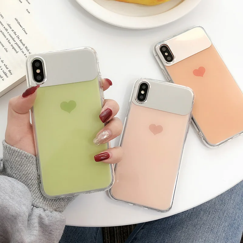 

Love candy color makeup mirror Phone Case For iPhone7 8 6 stitching Phone Case For iPhoneX XR XS XSMAX summer wind Phone Case