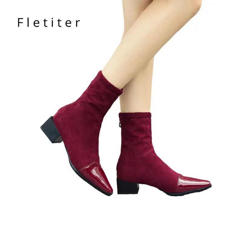 High Quality Ankle Boot Suede Soft Leather Women Boots Back Zip Short Plush Spring Autumn Boots Plus Size Shoes Ladies Fletiter Women's Shoes