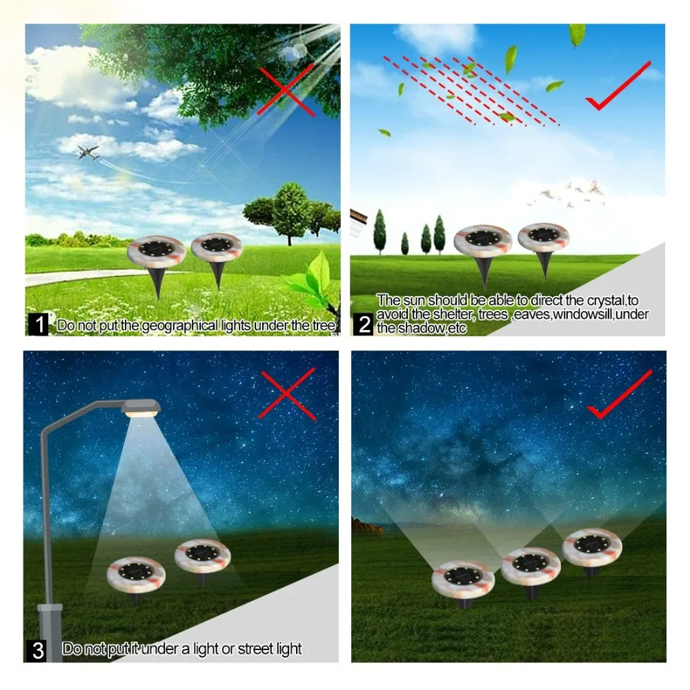 4 шт. солнечные наземные огни 8LED солнечные фонари для улицы водонепроницаемые садовые Ландшафтные огни для двора подъездной дорожки газона