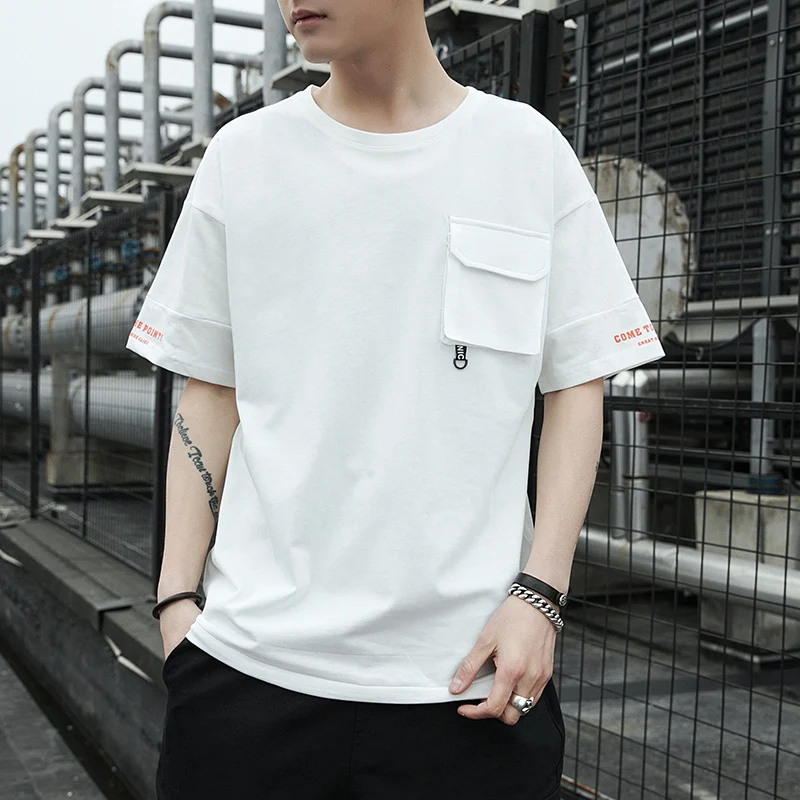 

YRRFUOT Men T Shirt With Pocket Summer Tops Tees Casual TShirt Homme Tshirt Man Streetwear Short Sleeve Brand Cool Men's T Shirt