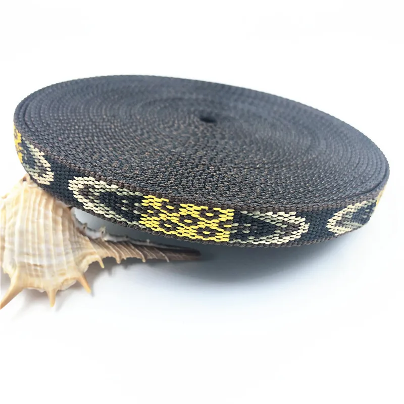 

10Yards 13mm 1/2'' Woven Jacquard Ribbon DIY Handmade Material Wedding Party Home Decoration Yellow Stripes Embroidery Ribbon