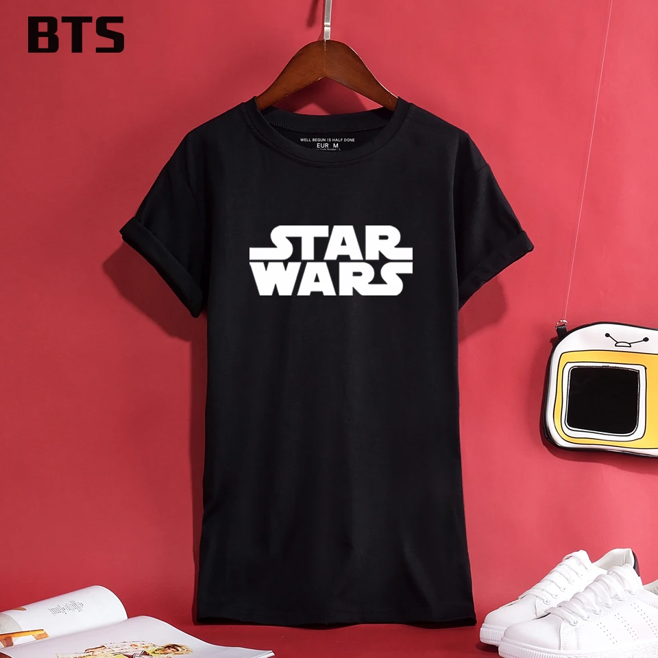BTS The Last Jedi футболка Женская Хип-хоп рэп Горячая крутая хипстерская футболка De Mulher Новая модная брендовая футболка Женская милая