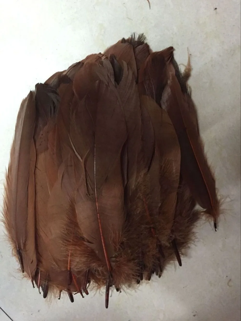 

6-8inch 200pcs /15-20cm beautiful feather dyed brown loose feather mask, flowers, clothing decorative buckle process.
