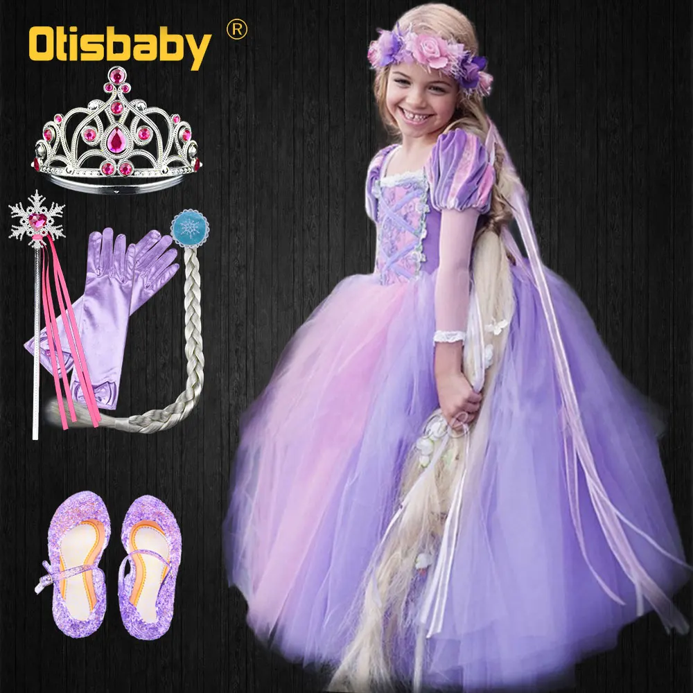 Сказочное платье принцессы Рапунцель для девочек Детские вечерние карнавальные костюмы для девочек, платье Рапунцель, праздничное платье принцессы Софии