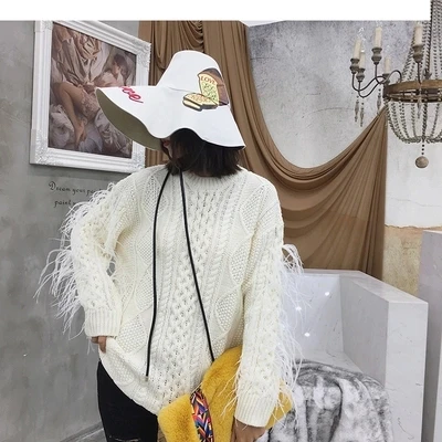2018 Autumn and Winter New Pullover Loose Feather Sweater CS2 2018 Autumn and Winter New Pullover Loose Feather Sweater CS2