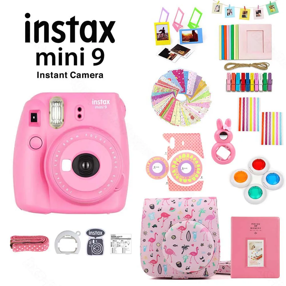 US $100.03 Fuji Fujifilm Instax Mini 9 Instant Camera And Accessory Set Including PU Leather CaseAlbumLens FiltersStickersPhoto Frames