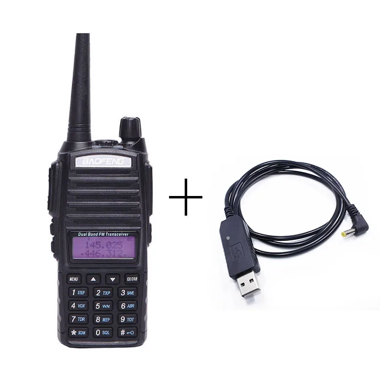 Baofeng UV-82 плюс vhf/uhf 10 км Long Range 8 Вт мощная рация Портативный CB настенный душ с подкладкой радио + зарядка через usb кабель