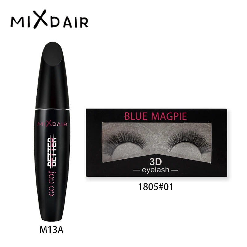 

Mixdair 2pcs/Set 3D Waterproof Mascara and Eye Lashes Eye Makeup Set Professional Set Lengthener Eyelash Extension Black
