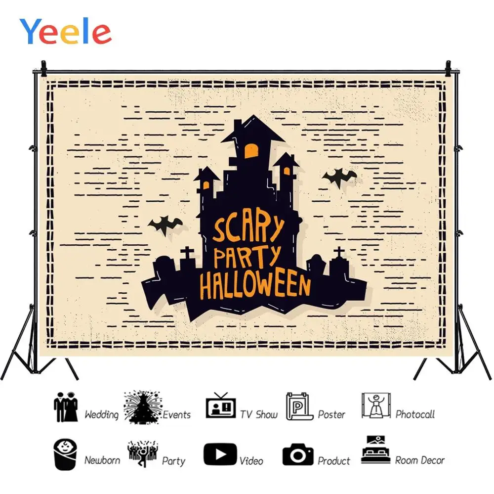

Yeele Scary Party Halloween Vintage Europe City Posters Custom Photography Backdrops Photographic Backgrounds For Photos Studio