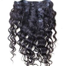 Loose Wave Clip In Human Hair Extensions Brazilian Virgin Human Hair Extension Clip 7Pcs/Set Natural Color Hair CARA
