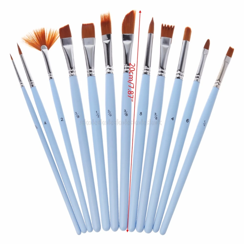 

12x Artist Paint Brush Set Nylon Hair Watercolor Acrylic Oil Painting Supplies Crafts F13 19 dropship