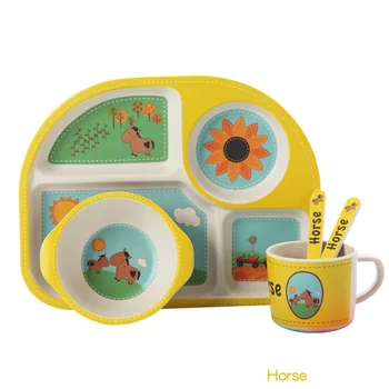 

Cute cartoon pictures Dinnerware set,Let the children love to eat tableware lunch box Baby tableware separates anti-fall plate