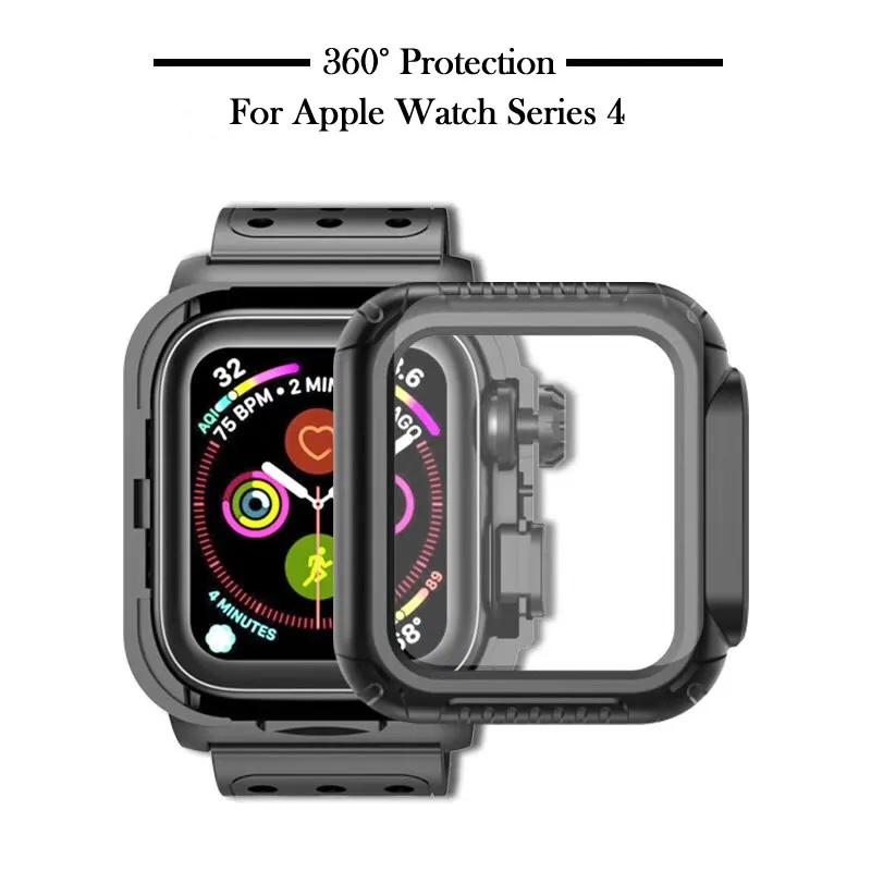 

For Apple Watch 4 Case 44mm Rugged Protective Case with Strap Bands for Apple Watch 40mm 44mm Series 4 watch band