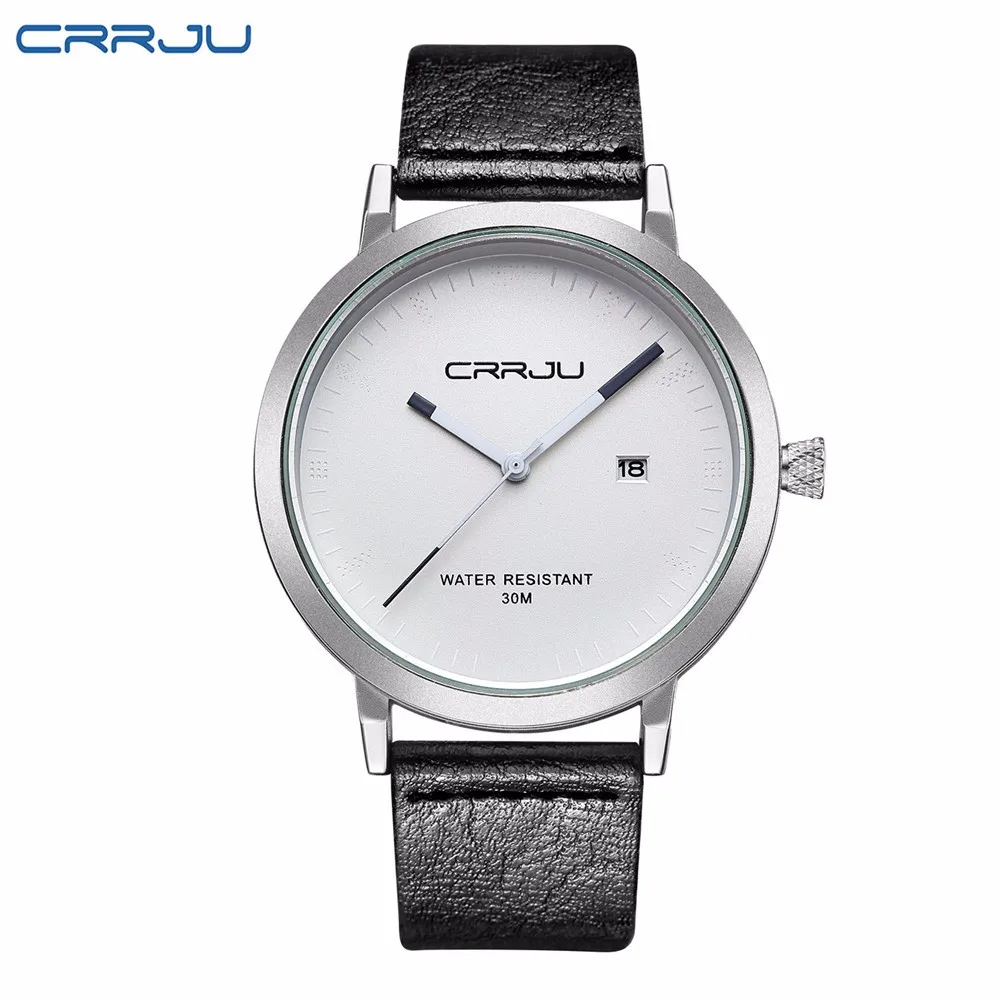 Топ бренд CRRJU Мужские часы Мужские кварцевые часы с датой часы мужские кожаные спортивные часы повседневные военные наручные часы Relogio Masculino