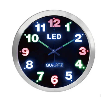 

Color Night Glow Wall Clock Simple Digital Metal Led Lights Luminous Clock Display Living Room Reloj Pared Watch Home 50w157