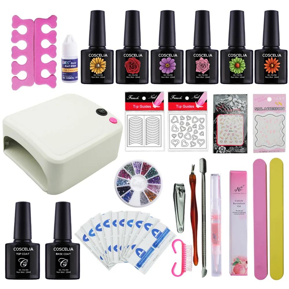 

Nail Set 36w UV Lamp Dryer With 6cs Nail Gel Polish Soak Off Manicure Products Lasting Gel Nail Polish Kit For Nail Art Tools