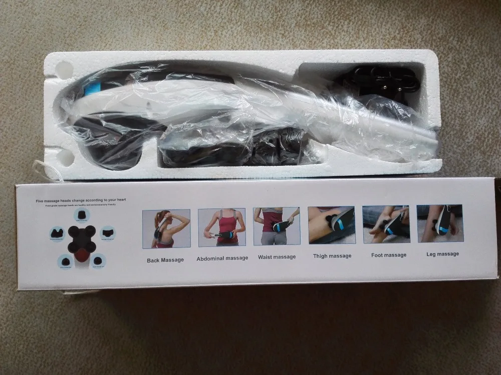 New Electric Neck Massager cordless back massage hammer Tissue Massager Cordless and Rechargeable Stick 6 Heads