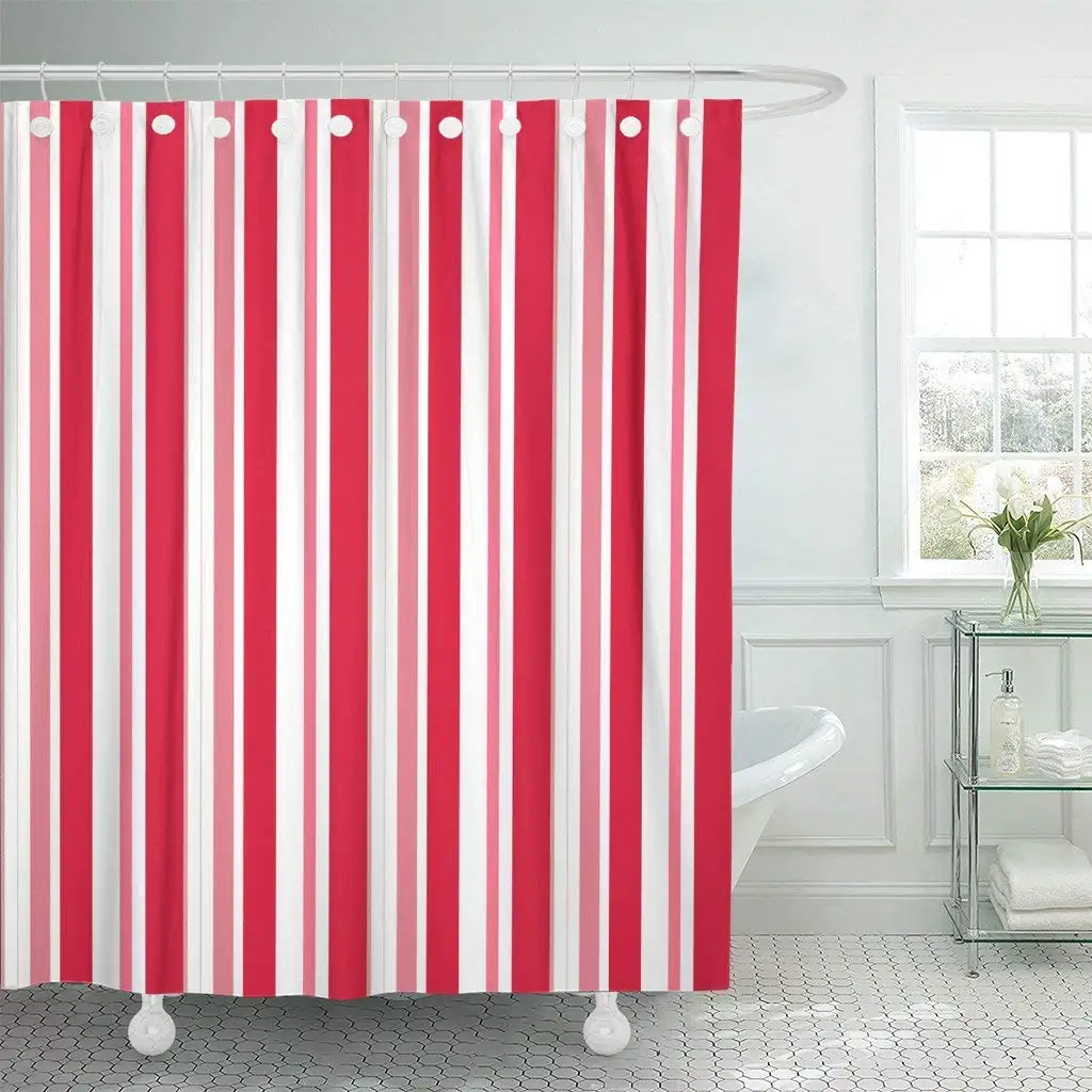 

Eco-friendly Shower Curtain with Hooks Abstract Striped with Colored Parallel Stripes Colorful Pastel Room Interior Design